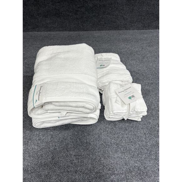 Tommy Bahama 9 Piece Premium Cotton Bath Towel Set Solid White NEW - Picture 6 of 12